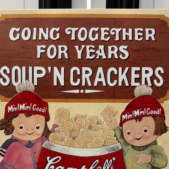 1993 Campbell’s Soup Metal Sign – Soup ’N Crackers Vintage Advertising Art - Picture 6 of 7